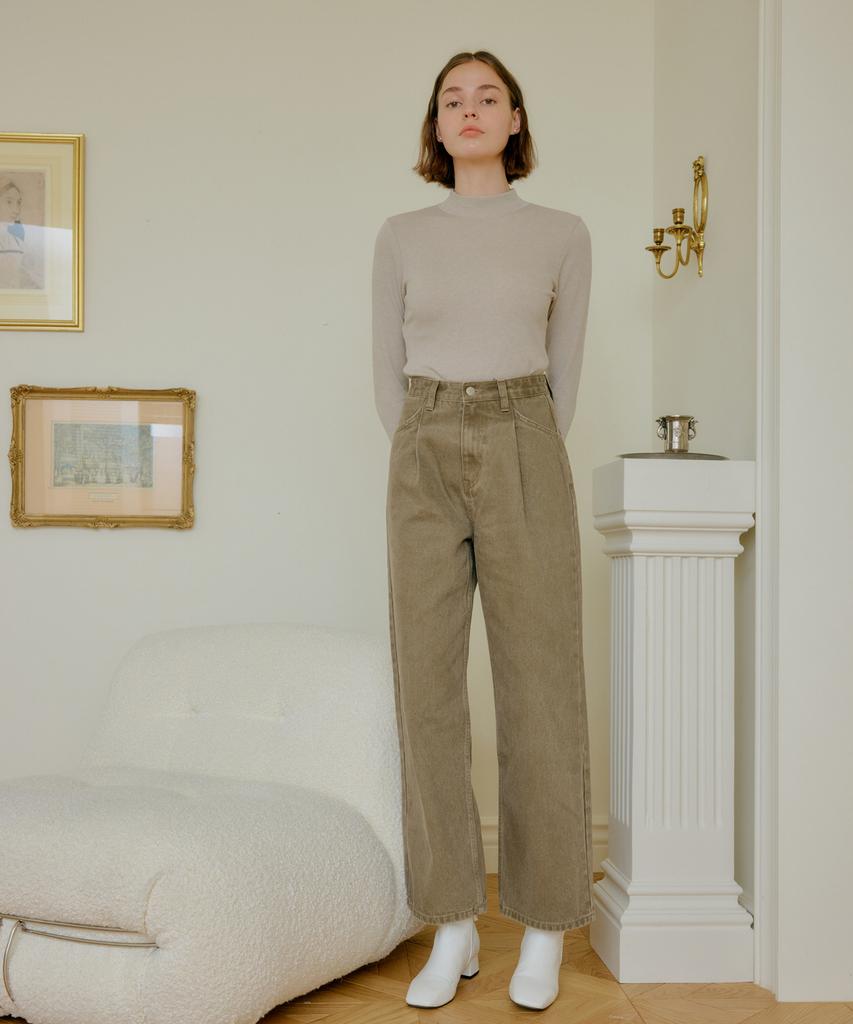 YUPPE Tucked Cotton Pants_Brown