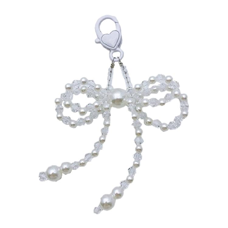 

Y2K Crystal Beaded Bowknot Charm Pendant Hanging Decoration for Keys Bag Purse 1 белый