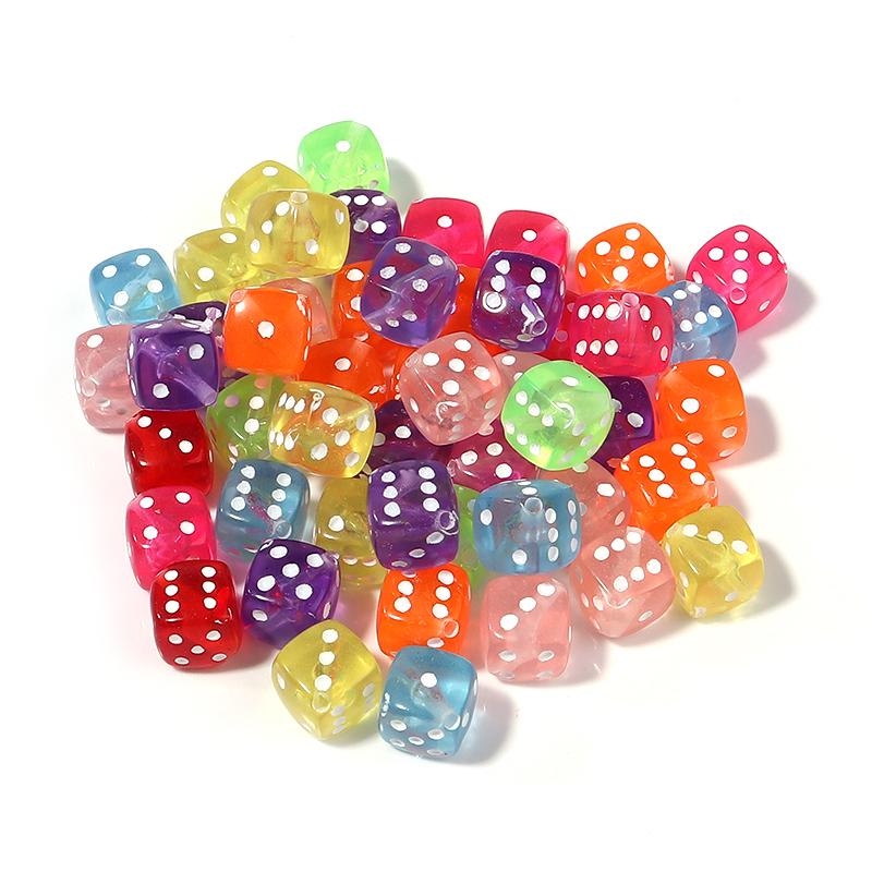50pcs/lot 8mm Square Acrylic Dice Beads Colorful Loose Spacer Cube Beads For Jewelry Making DIY Phone Chain Bracelet Accessories