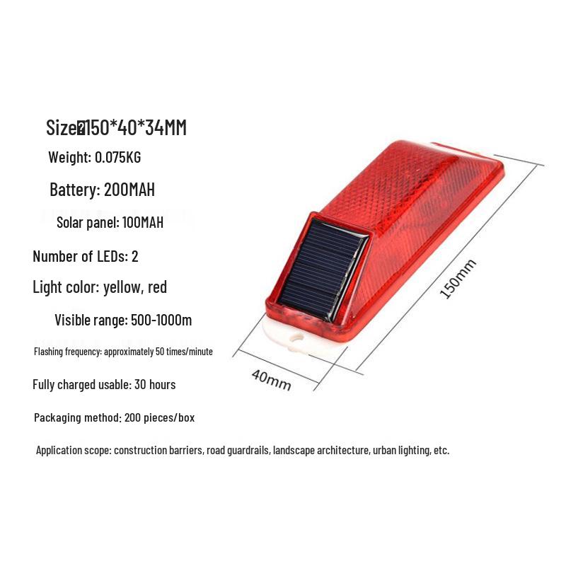 LED Solar Road Warning Strobe Light for Nighttime Construction and Barriers