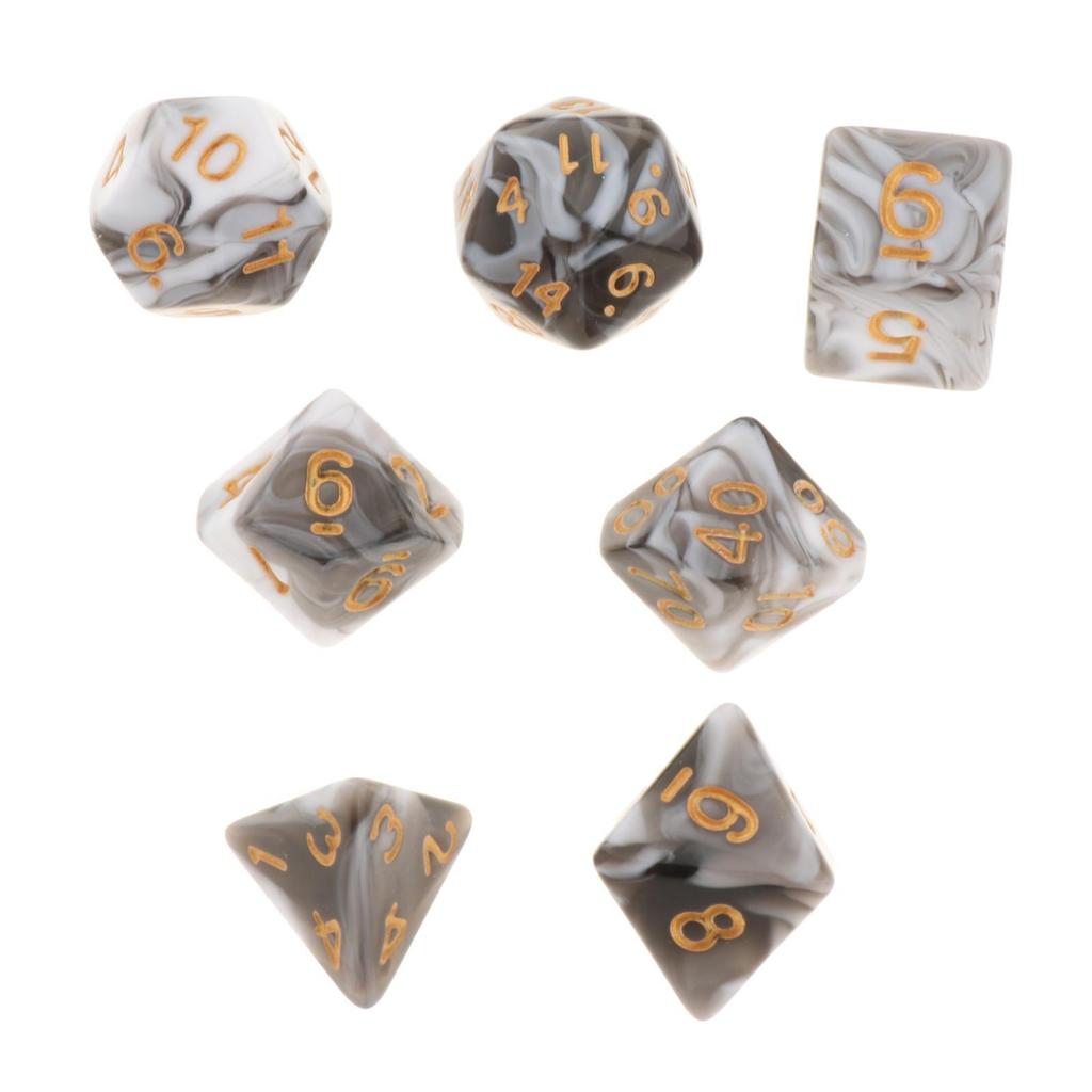 7pcs/set Double-Colors Acrylic Polyhedral Dice Set D8 D10 D10% D12 D20 for Board Games Family Games RPG