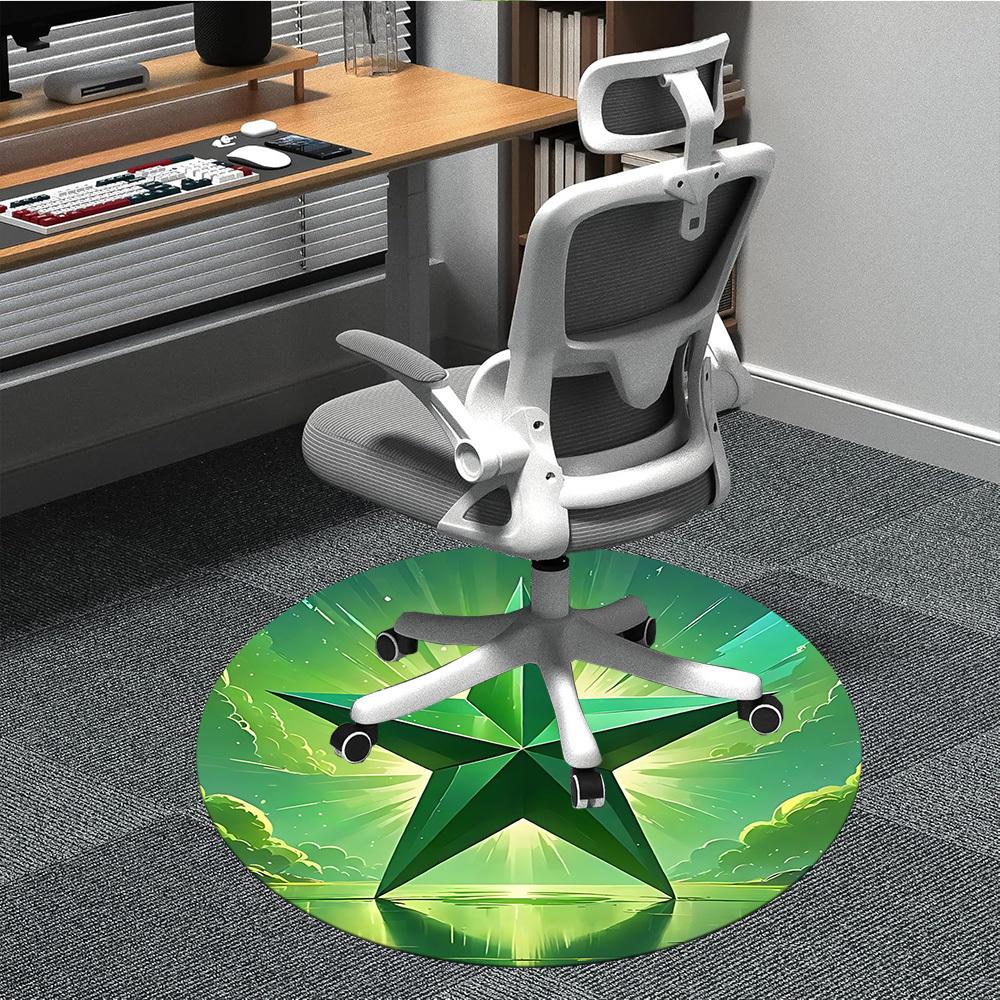 

1pc Green Star Chair Carpet for Office Non-Slip Mat for Office - Decorative Floor Mat yy251030280 80cm by 80cm