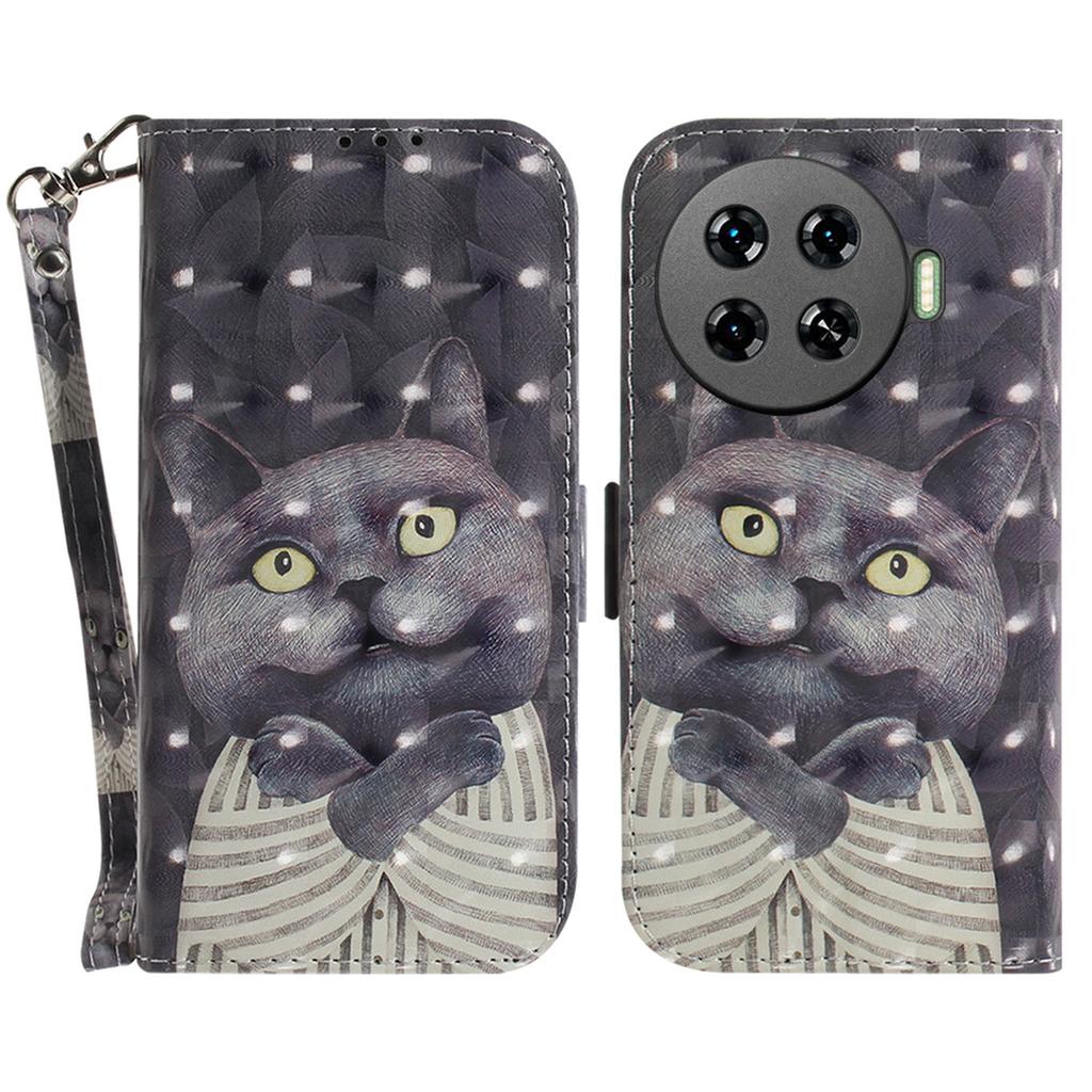 For TECNO Spark 20 Pro+ Case with Strap Pattern Printed Leather Wallet Phone Cover