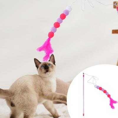 Cat Teaser Toy Mini Ball Relieve Boredom Interactive Toy Kitten Plush Stick Toys Training Toy
