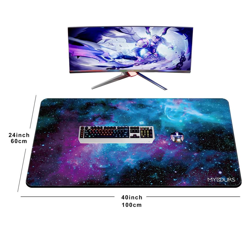 Mydours 100x60cm Mouse Larger Galaxy Table Definition Galaxy Textile Surface and Grippy Rubber Oversized Mouse Pad for Gamers Who Want To Fully Cover
