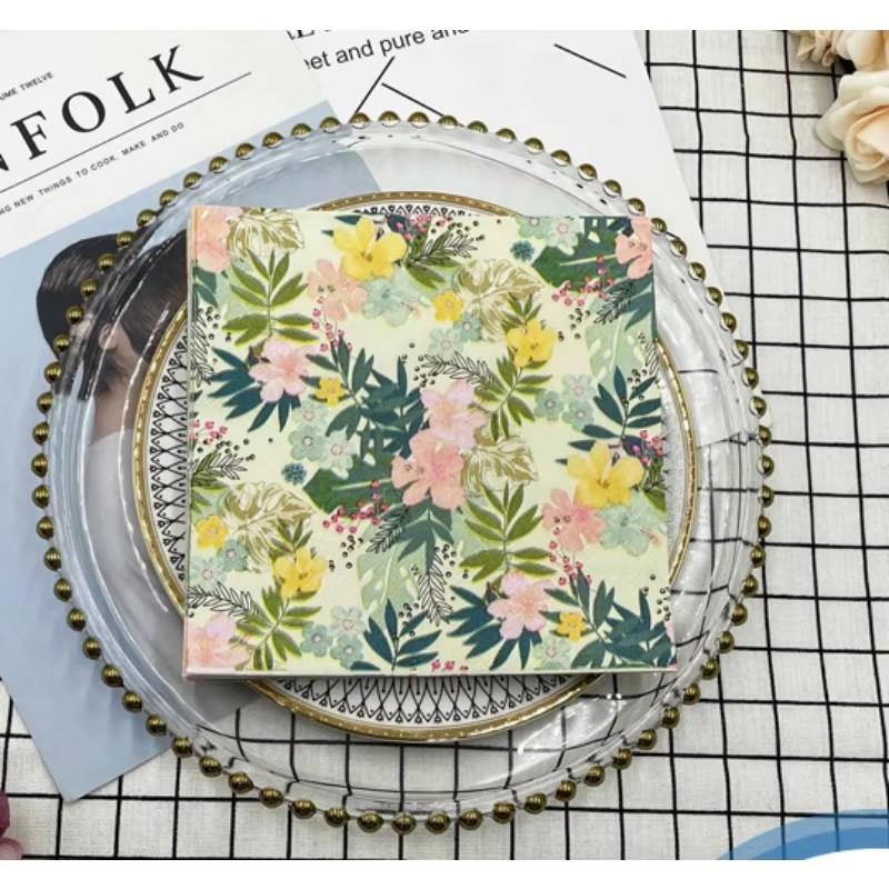 20pcs/pac Floral Printed Paper Napkins for Wedding Colorful Facial Tissues for Party Table Setting Disposable Dinner Napkins
