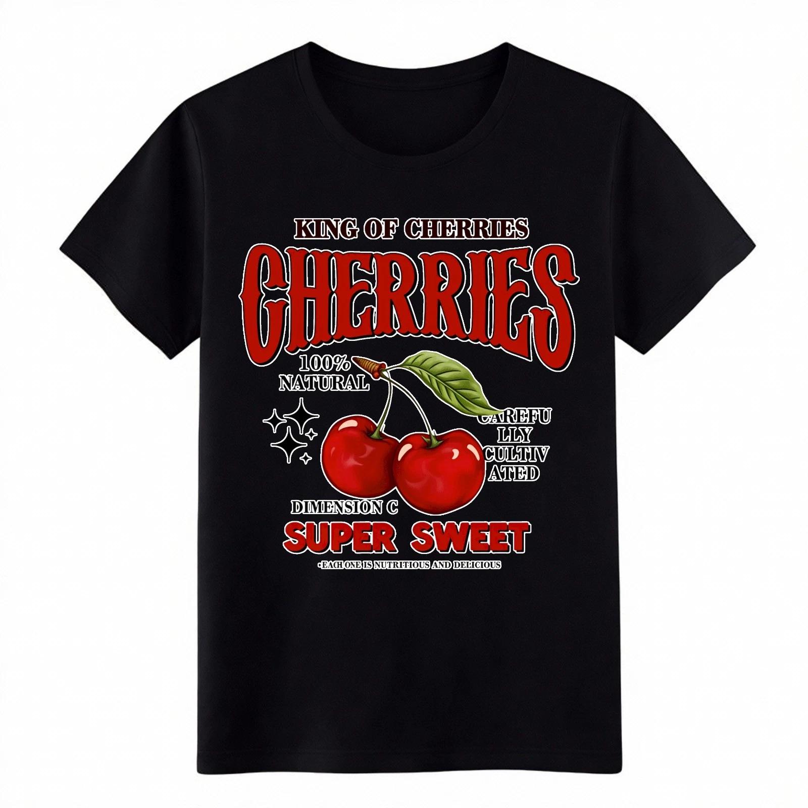

Retro King Of Cherries Super Sweet Fruit Graphic Cotton T-Shirt for Men Women 2XL