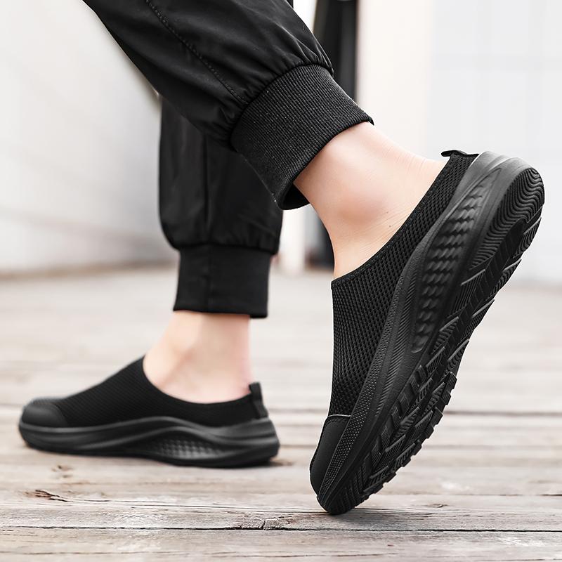 39-48 Men's Large Size Mesh Half Drag Home Casual Shoes Indoor Slippers