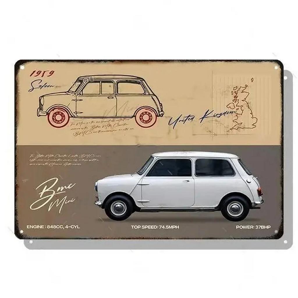 Metal Tin Signs Plaque Classic Cars Wall Decoration Vintage Art Posters Iron Painting for Man Cave Home Cafe Game Room Club Bar