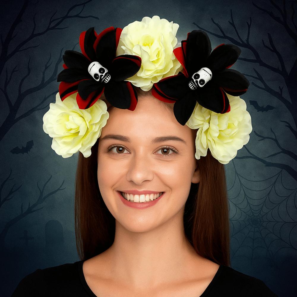 Halloween Decor Halloween Hair Hoop Simulation Flower Gothic Flower Hairband  Party