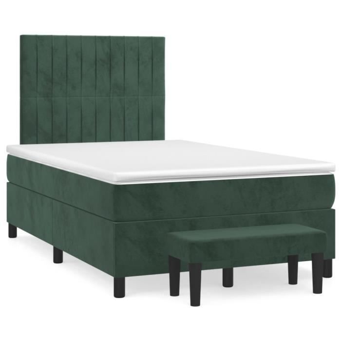 3137956 vidaXL Divan Bed and Mattress Dark Green 120x200cm Velvet