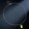 Collana con Ciondolo a Forma di Limone Giallo, Fiorellino e Foglia Verde, Catena Metallica Regolabile per Donna, Gioielli Estivi, Regali