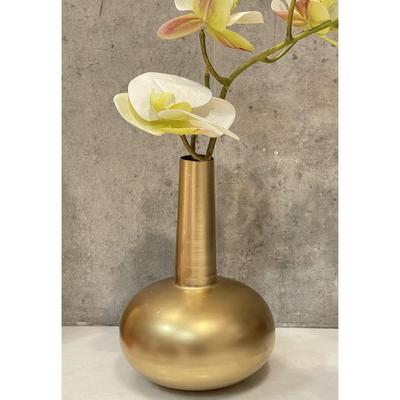 Metal Flower Vase for Home Decor | Living Room Vintage Decor Antique (17 X 17 X 21 Cm) (Shinny Gold)