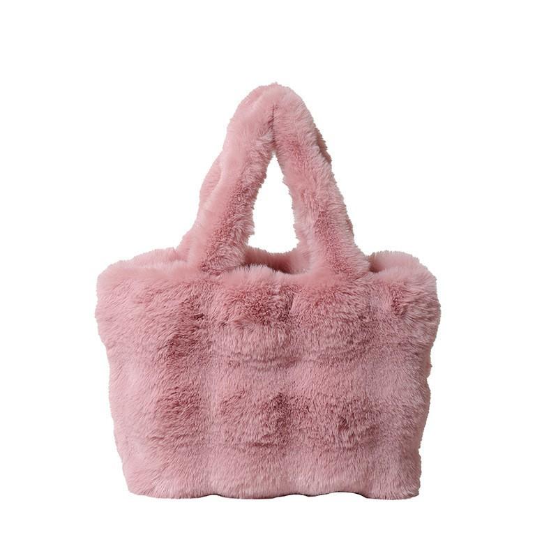 Cross-border 2025 New Plush Bag Women s Portable Tote Fashionable Large-capacity Fluffy 36x8x25