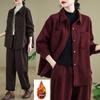 Autumn/Winter Plush Corduroy Sportswear Set for Middle-Aged & Elderly Women