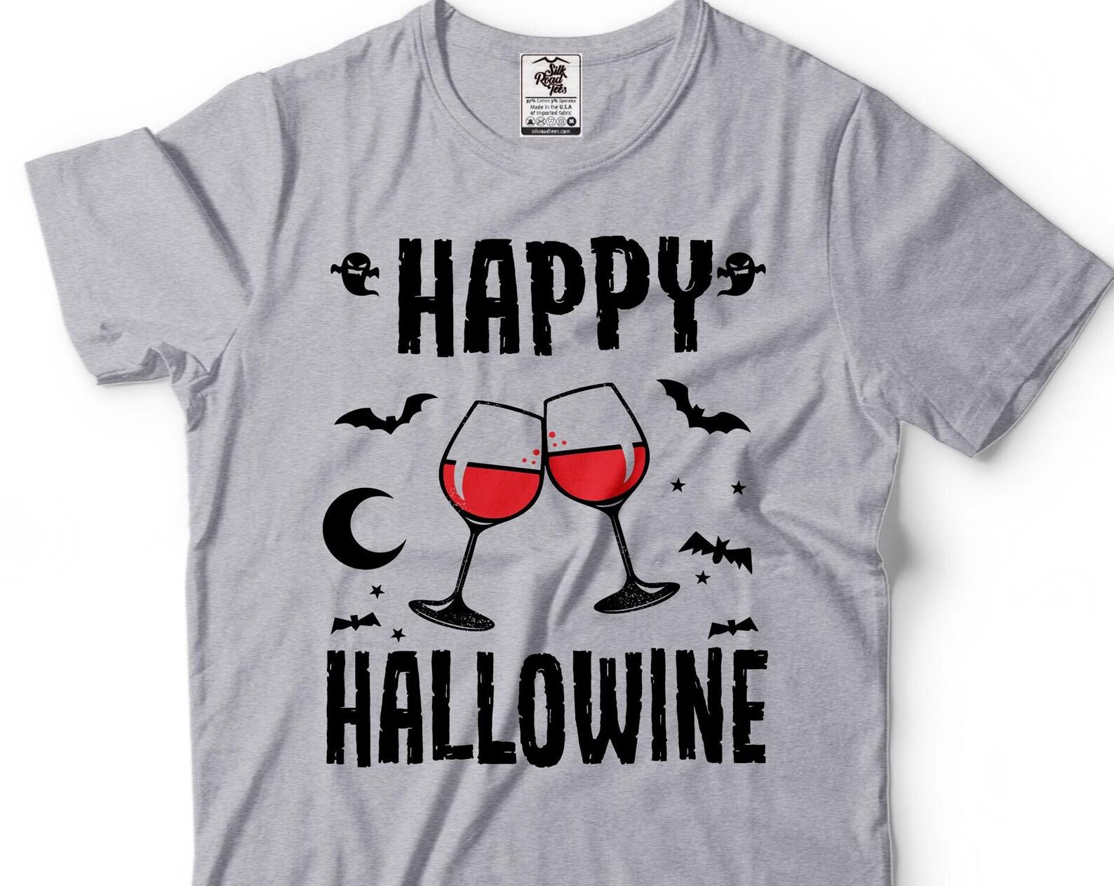 Happy Hallowine T-Shirt: Halloween Wine Party Unisex Tee M
