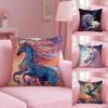 Rainbow Unicorn Cushion Cover Plush Fabric Soft Double-Sided Printed Sofa Warm Winter Home Gift Pillow Cover
