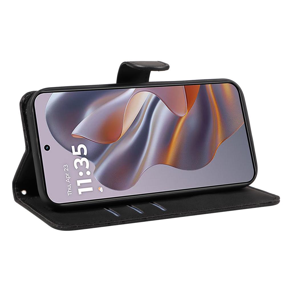 For Motorola Edge 50 Neo 5G/Moto S50 5G/Thinkphone 25 5G Case Stand Wallet Leather Phone Cover Curved Line Wrist Strap