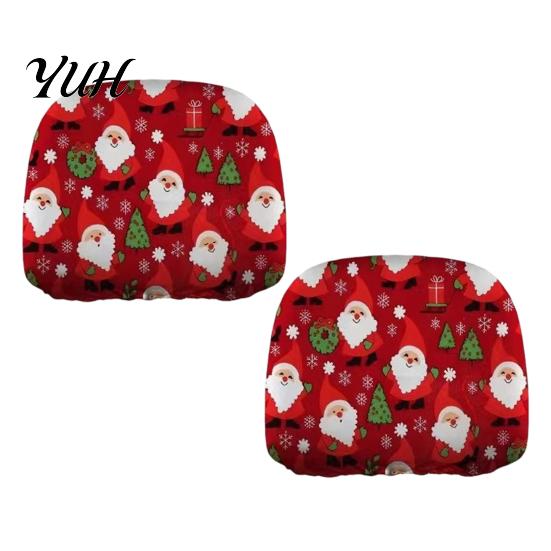 Interior Protection for SUVs 2Pcs Santa Car Headrest Covers, Christmas Printed Pillow Cases, Universal Fit Soft Polyester Auto Guards Most Vehicles,