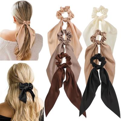 New Satin Silk Bows Woman Elastic Headband Satin Hair Bows With Elastic Band French Hair Bands Shiny For Hair Accessories Ladies