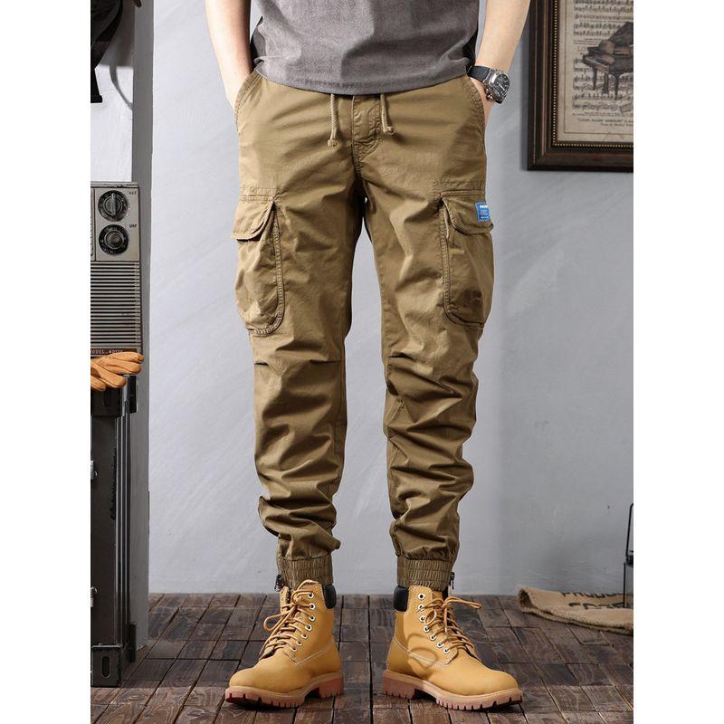 Men's Loose-Fitting Cargo Pants with Pockets, Spring and Autumn New Trendy Casual Long Pants, Versatile Cropped Pants