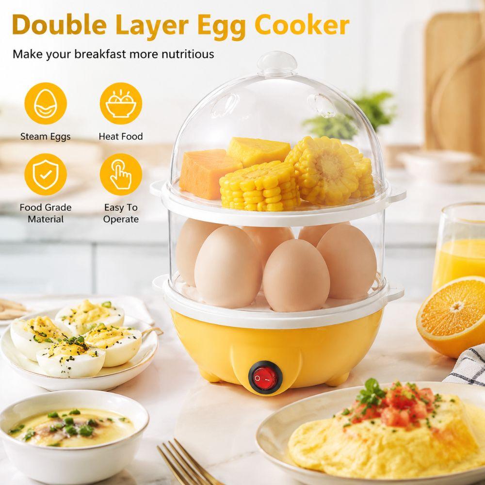 Yellow Electric Egg Steamer Plastic Egg Boiler Appliance Breakfast Machine Kitchen Appliance