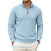 Herren Freizeit Pullover mit halbem Reißverschluss, Stehkragen, langen Ärmeln und Leder-Reißverschlussschieber