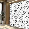 1Pc Black Heart-Patterned Shower Curtain, Polyester Fabric, Machine Washable, Suitable For Bathroom Dcor.