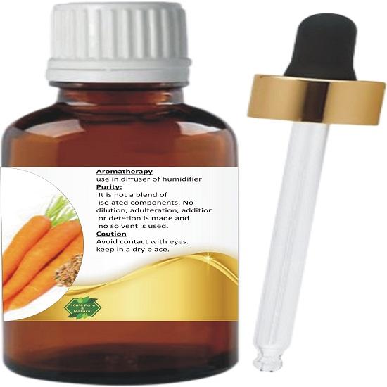 Levenmooi Wortelzaad (Wortel) Pure & Natural etherische olie van therapeutische kwaliteit in een glazen pot.