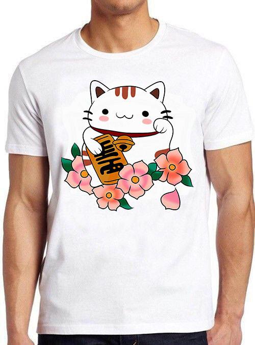 Maneki Neko Lucky Cat Fortune Happiness Wealth Meme Funny Gift Tee T Shirt M824 S