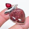 Natural Bloodstone, Garnet 925 Sterling Silver Jewelry Pendant 1.89" N7w68