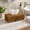 Eco Decx Handcrafted Rattan Tissue Box  Holder, Woven Tissue Paper Cover for Bathroom, Dining Table & Home Decor, 23 X 15 X 9 Cm