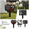 Heart Shaped Metal Memorial Garden Stake with Butterfly and Floral Design Engraved Remembering Mom Quote Suitable for Outdoor Cemetery Decoration