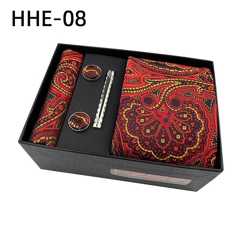 Cravatta da uomo Paisley Set regalo cravatta con gemelli e fermacravatta Cravatta business casual Nera Confezione regalo