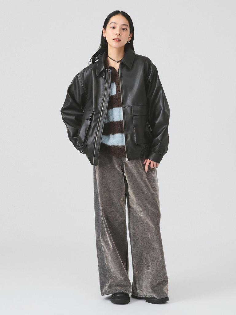 Ray Beams Women's Faux Leather Flight Jacket, Black 1