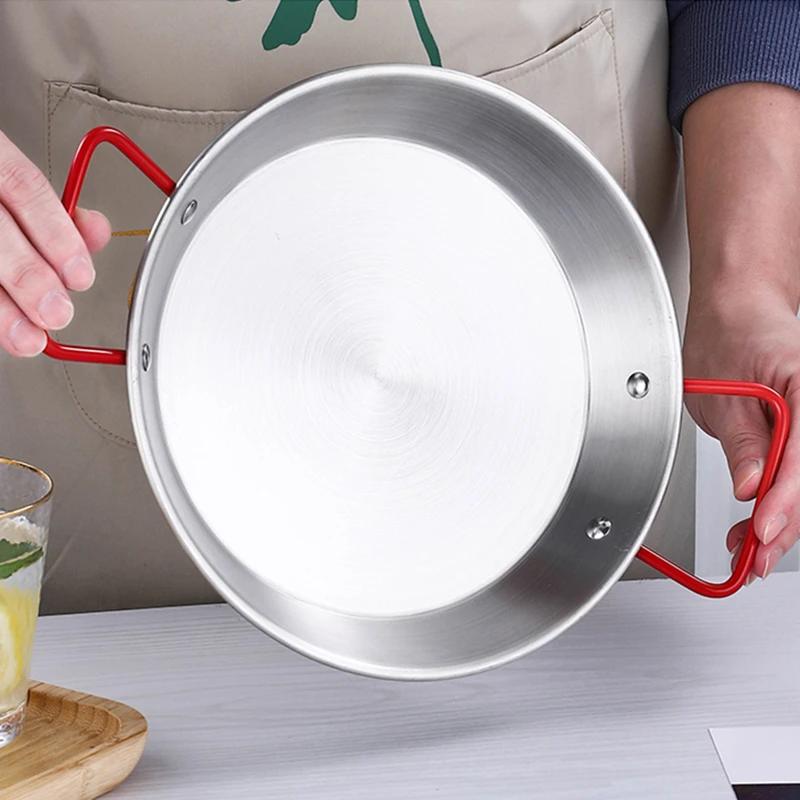 Stainless Steel Cooking Pot Frying Pan thickening with Double Handle Snack Plate Food Storage Tray Kitchen Tools