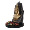 Black Golden Resin Palm Buddha Statue Tea Light Candle Holder | Buddha Showpiece for Home Decor Living Room Office |