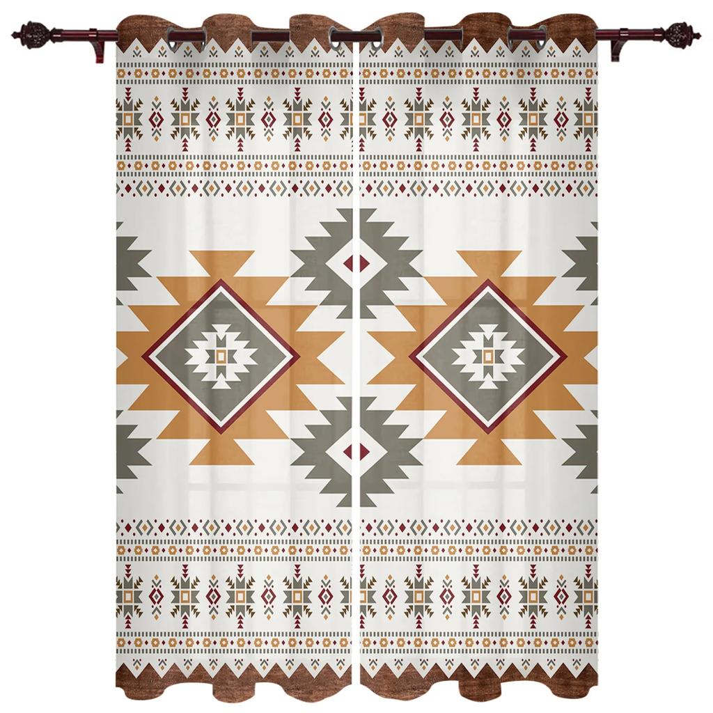 Boho Tribal Totem Window Curtain Modern European Style Curtains for Bedroom Living Room Blinds Window Backdrop Curtain 2Panels