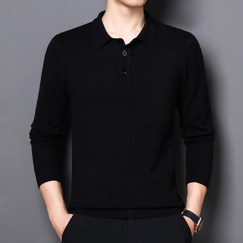 Autumn And Winter Lapel Sweater Medium And Thick Non-Fading Men'S Breathable Long-Sleeved Sweater