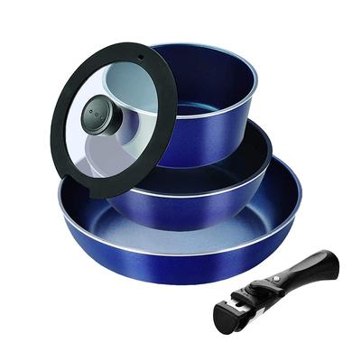 Pearl Metal Stack Plus Blue Diamond Coat IH Kompatybilny zestaw naczyń kuchennych 5 sztuk B Navy HB-5630