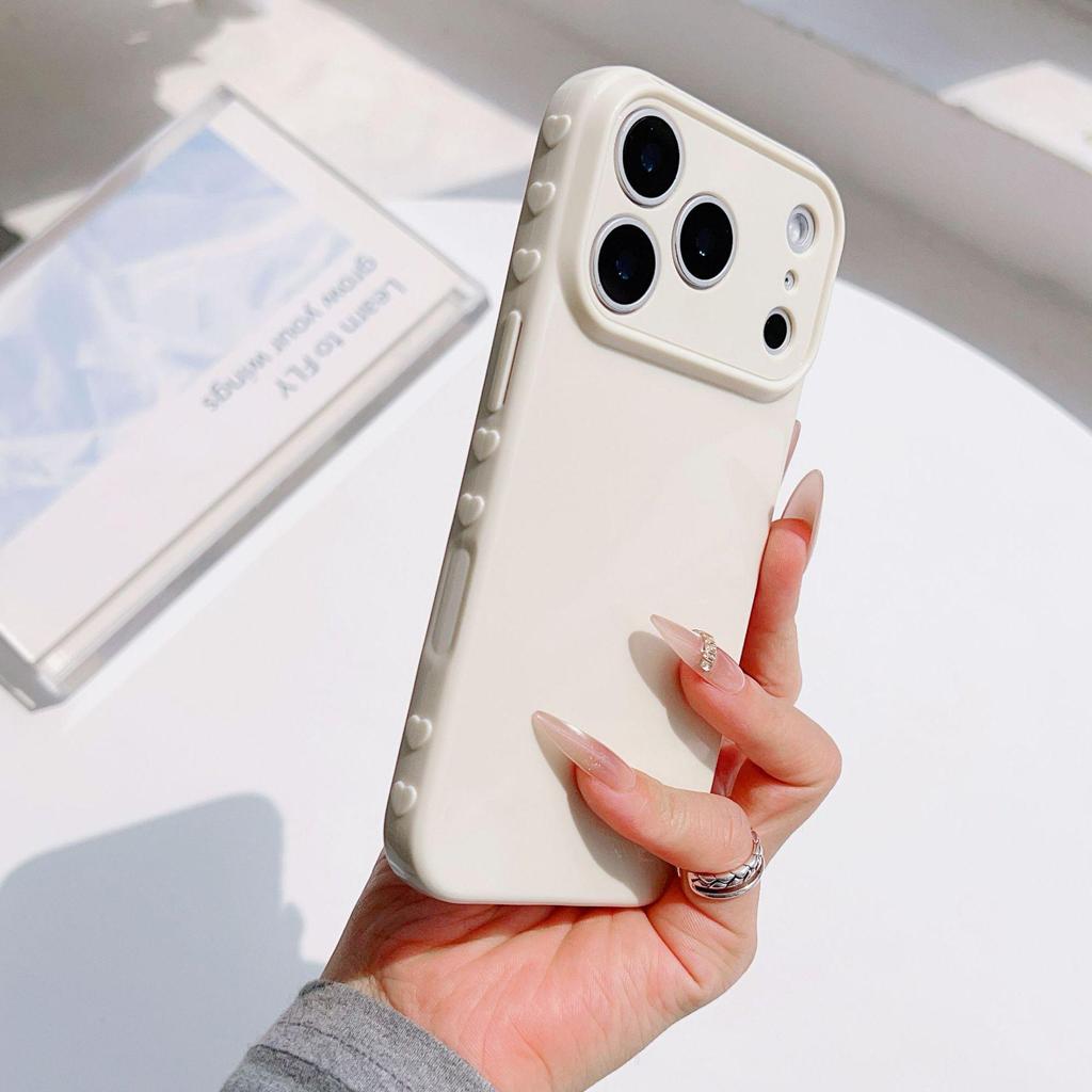 Solid Heart Design Phone Case for Apple 17ProMax - Stylish Soft Case for Models 13/14/11/12