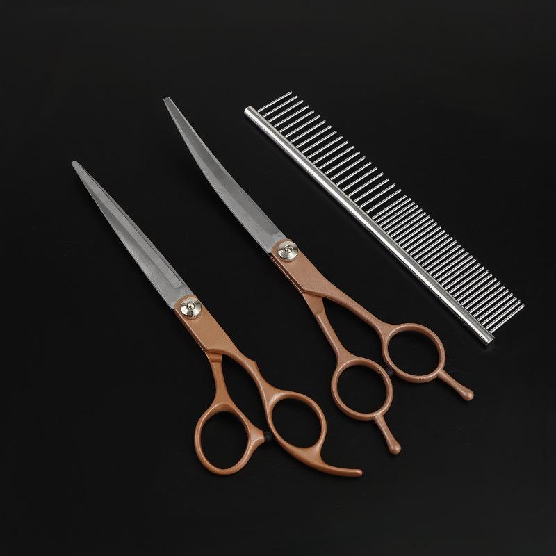 Professional 7-Inch Dog Grooming Scissor Set: Flat, Tooth, Curling, and Thinning Scissors for Trimming and Shaping