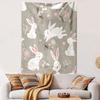 Cute White Rabbits with Floral Pattern Patterned Tapestry Decorative Wall Hanging, Home Bedroom Living Room Decor