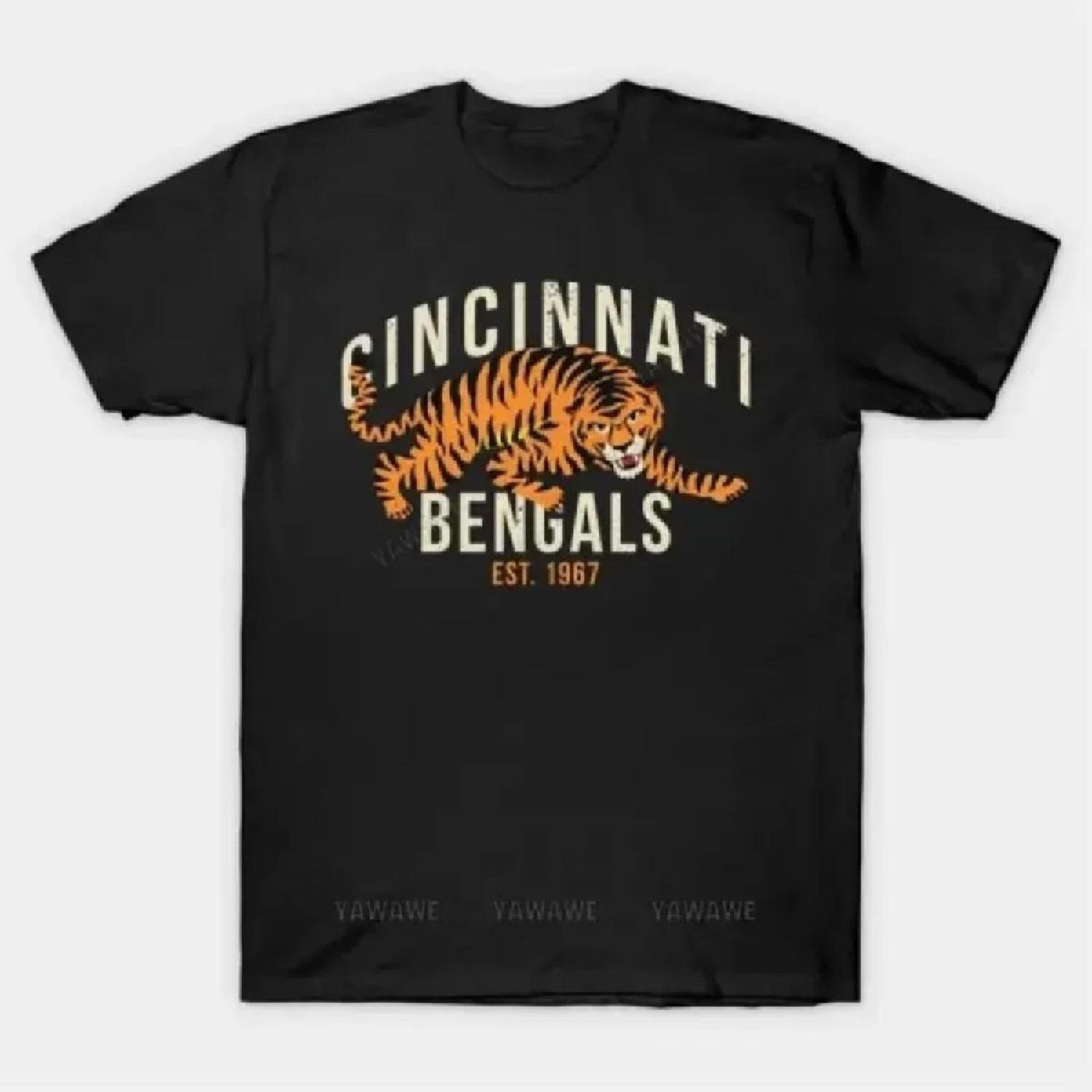 

Cincinnati unisex brand tee shirt o-neck fashion tshirt tops Humor t-shirt vintage style man cotton short sleeve Bengals Shirt S