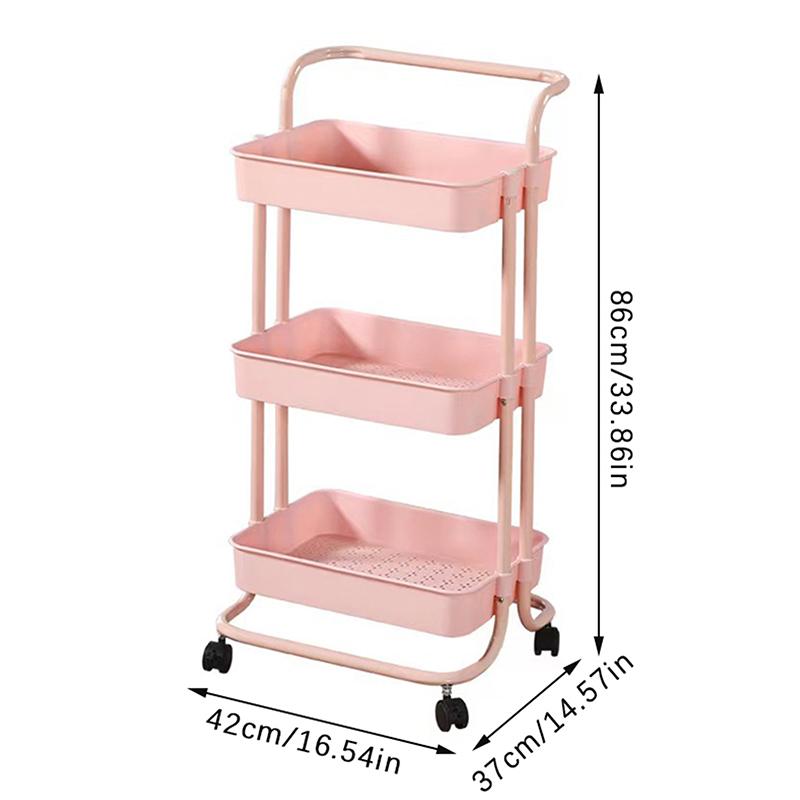 Rolling Cart With 4 Wheels Large Capacity Strong Load-Bearing Rolling Storage Cart With Handle Multifunctional Storage Shelves