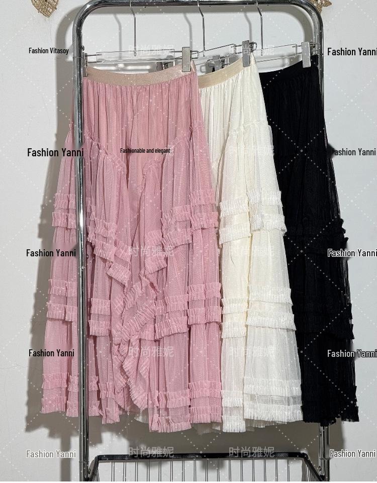 

Yanni Европейский и Американский Шик Жемчужный Жилет с Кисточками из Блесток и Юбка Плиссе из Сетки M