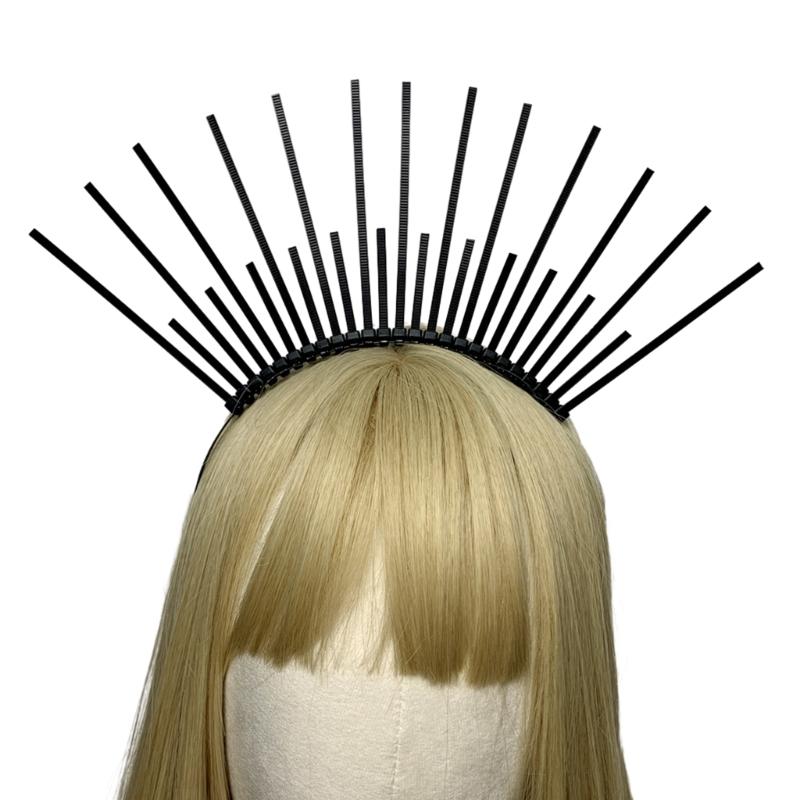 Dunkles Stirnband Engelskrone Stirnband Brautdiademe Göttliches Prinzessinnen-Kopfstück Haarreif Barocke Stachel-Diademe