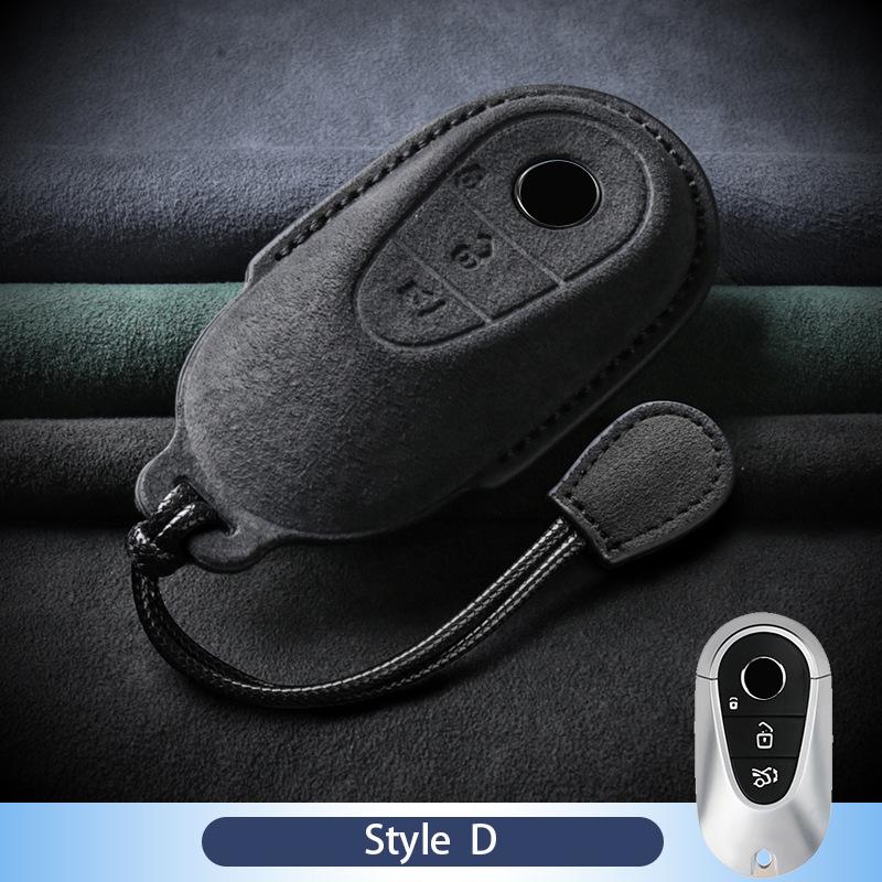 Leather Car Key Case For Mercedes Benz A C E S G R Class Gls Gla Glk Glc Cls Cla Amg W204 W205 W212 W463 W176 Suede Accessories