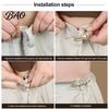 Invisible Waist Button 2Pcs Faux Pearl Tightener for Pants, Reusable Cincher Pin Pants Waistband Loose Jeans, No Sewing Skirts Neckline Fixation Clip