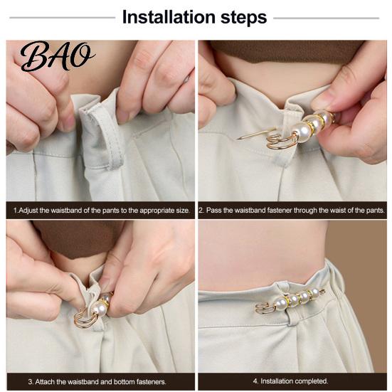 Invisible Waist Button 2Pcs Faux Pearl Tightener for Pants, Reusable Cincher Pin Pants Waistband Loose Jeans, No Sewing Skirts Neckline Fixation Clip
